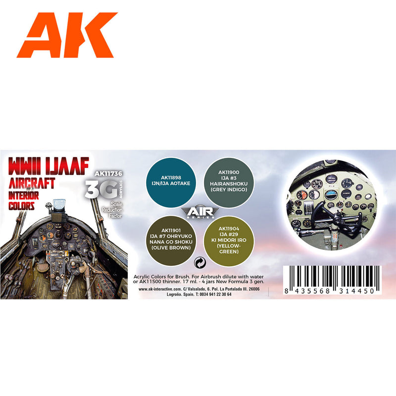 AK Interactive - WWII IJAAF Aircraft Interior Colors Set 3G (AK11736)