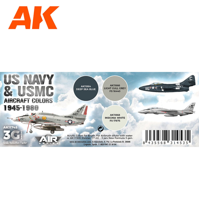 AK Interactive - US Navy & Usmc Aircraft Colors 1945-1980 Set 3G (AK11745)