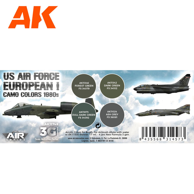 AK Interactive - US Air Force European I Camo Colors 1980S Set 3G (AK11749)