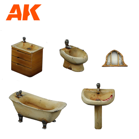 AK Interactive Bathroom Wargame Set (Resin 30-35mm) (AK1354)