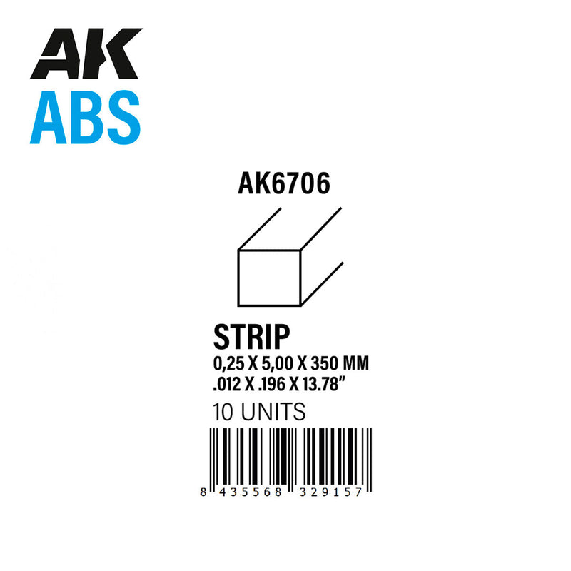 AK Interactive - Strips 0.25mm X 5mm X 350mm - ABS Strip (AK6706)