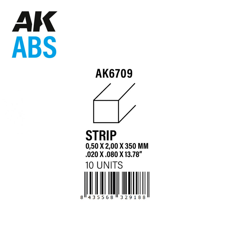 AK Interactive - Strips 0.5mm X 2mm X 350mm - ABS Strip (AK6709)