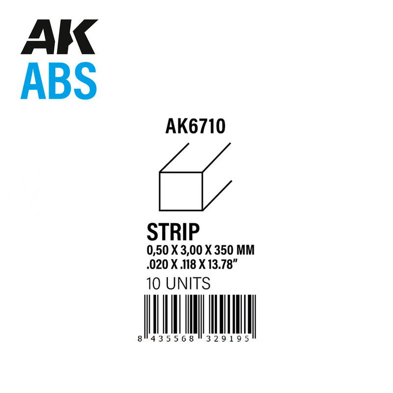 AK Interactive - Strips 0.5mm X 3mm X 350mm - ABS Strip (AK6710)