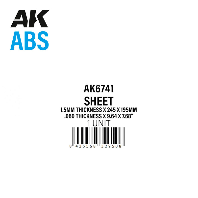 AK Interactive - 1.5mm Thickness X 245 X 195mm - ABS Sheet (AK6741)