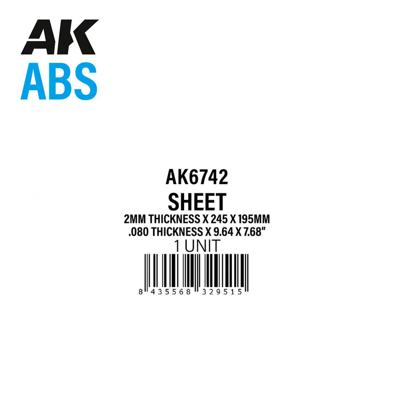 AK Interactive - 2mm Thickness X 245 X 195mm - ABS Sheet (AK6742)