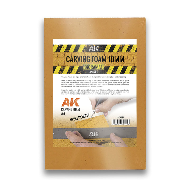 AK Interactive - Carving Foam 10mm A4 Size (305 X 228mm) (AK8094)