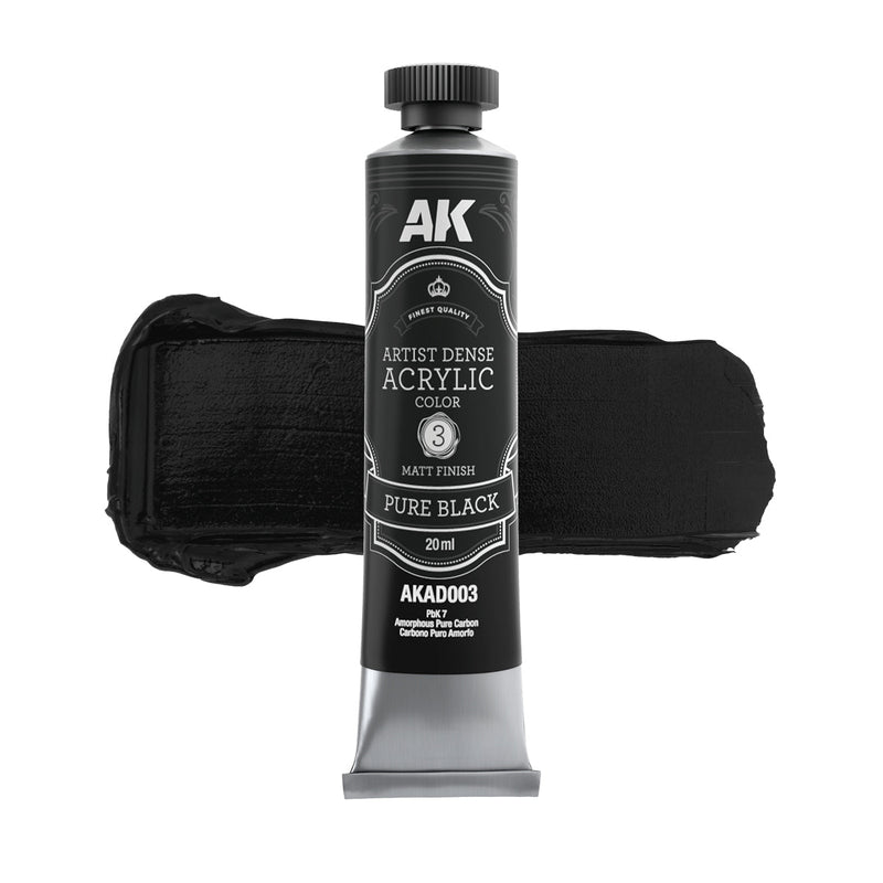 AK Interactive Dense Acrylic Black & White Set (6 Tubes 20ml) (AKAD101)
