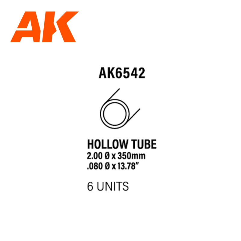 AK Interactive - Hollow Tube 2mm Diameter X 350mm -Styrene Strip (AK6542)