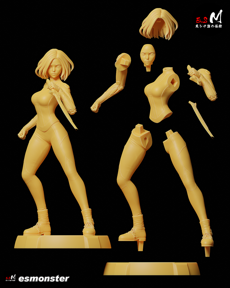 Alita | Pin-Up Statue Fan Art Miniature Unpainted | E.S Monster
