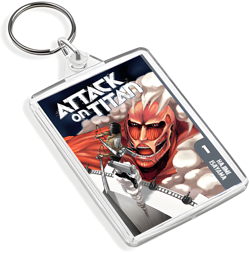 Attack on Titan Inspired Manga Cover Art Keyring - Dual Sided English / Japanese