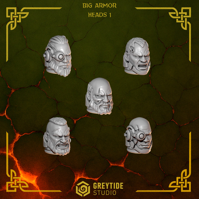 Big Heads Pack Anvil Wardens Conversion Bits For 28mm 32mm Sci-fi Space Knights