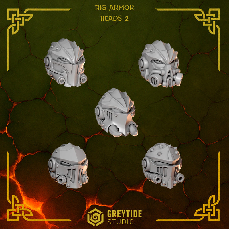 Big Helmets Pack Anvil Wardens Conversion Bits For 28mm 32mm Sci-fi Space Knights