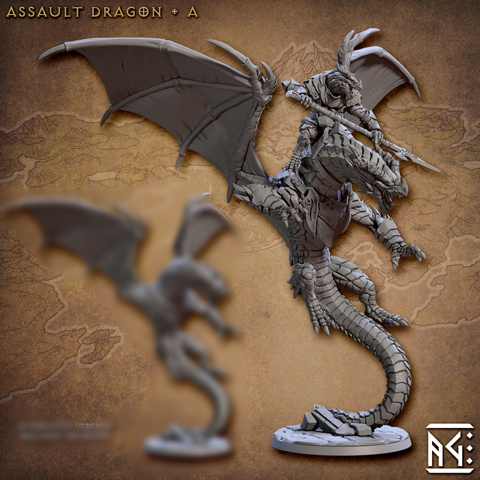 Assault Dragon Rider A | Draconian Scourge | Fantasy D&D Miniature | Artisan Guild