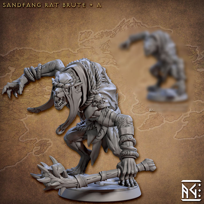 Brute A | Sandfang Ratkin | Fantasy D&D Miniature | Artisan Guild