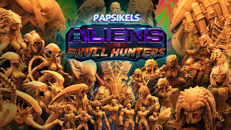 Aliens Vs Skull Hunters Miniatures (Full Set) | Sci-Fi Miniature | Papsikels TabletopXtra