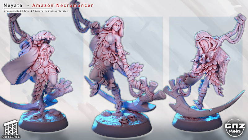 Amazon Necromancer Neyata Miniature | Fantasy Pin-Up | Gaz Minis