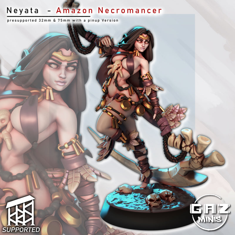 Amazon Necromancer Neyata Miniature | Fantasy Pin-Up | Gaz Minis