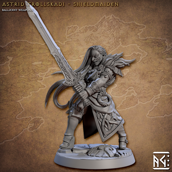 Norse Warrior Astrid Trollskadi | Skutagaard Northmen Saga | Fantasy D&D Miniature | Artisan Guild