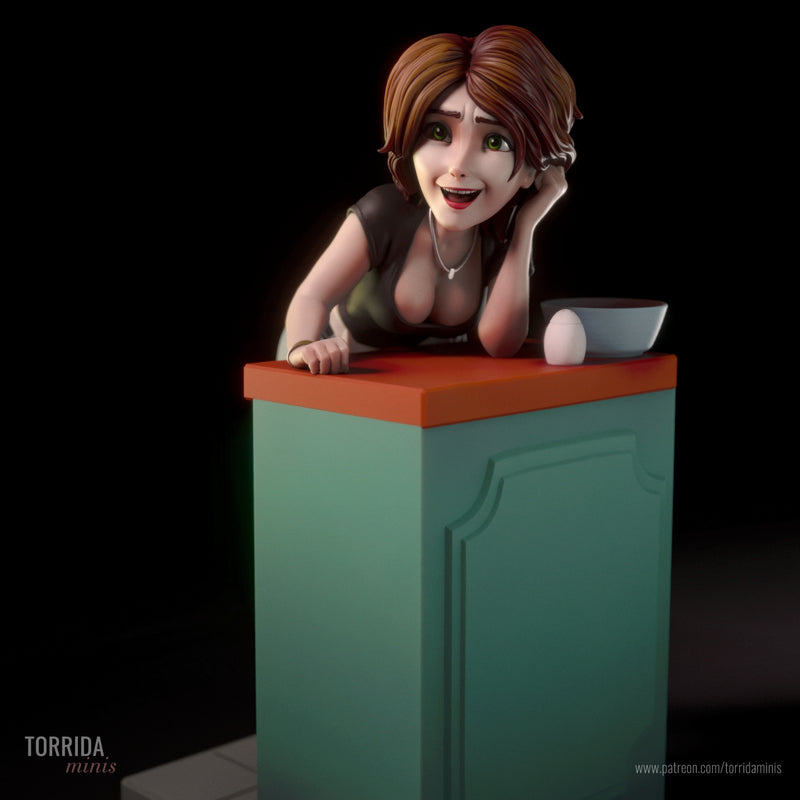 Aunt Cass | Pin-Up Statue Fan Art Miniature Unpainted | Torrida Minis