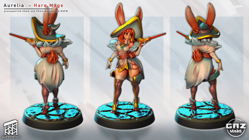 Hare Mage Aurelia | Fantasy Pin-Up | Gaz Minis