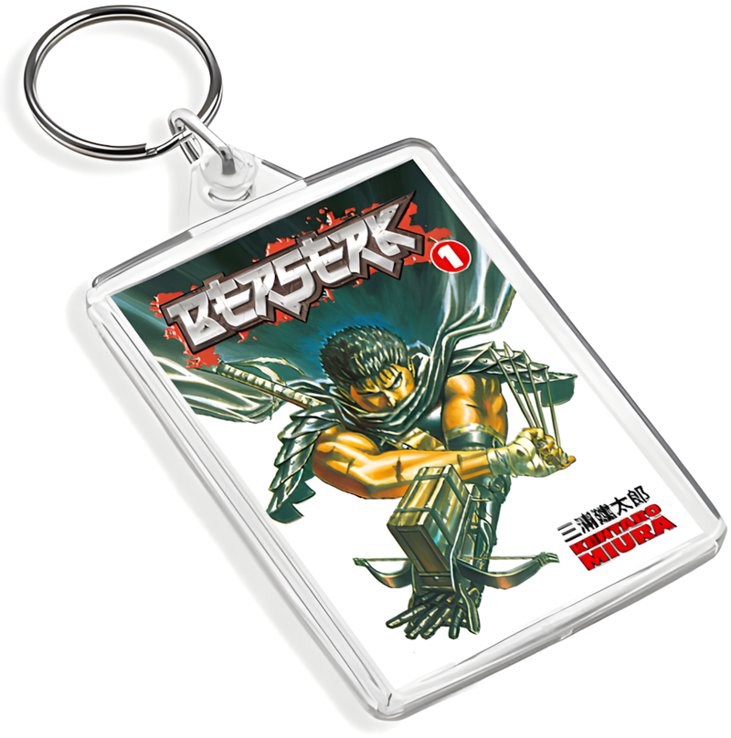 Berserk Inspired Manga Cover Art Keyring - Dual Sided English / Japanese
