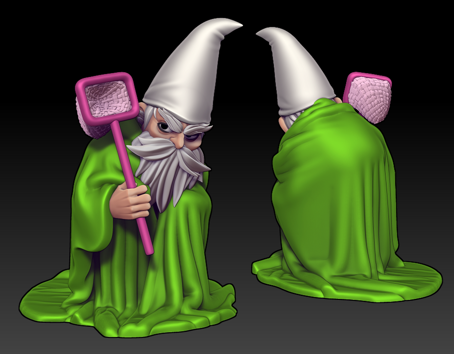 Tiny Green Mall Wizard | Fantasy Miniature | Twin Goddess Miniatures