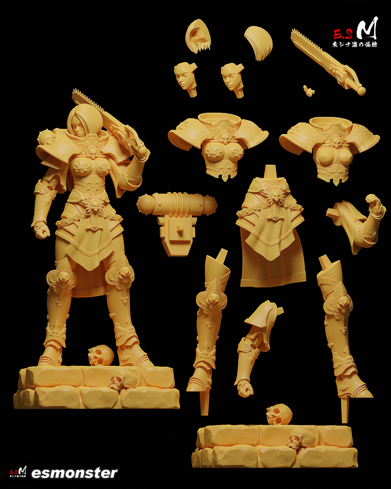 Battle Sister | Pin-Up Statue Fan Art Miniature Unpainted | E.S Monster