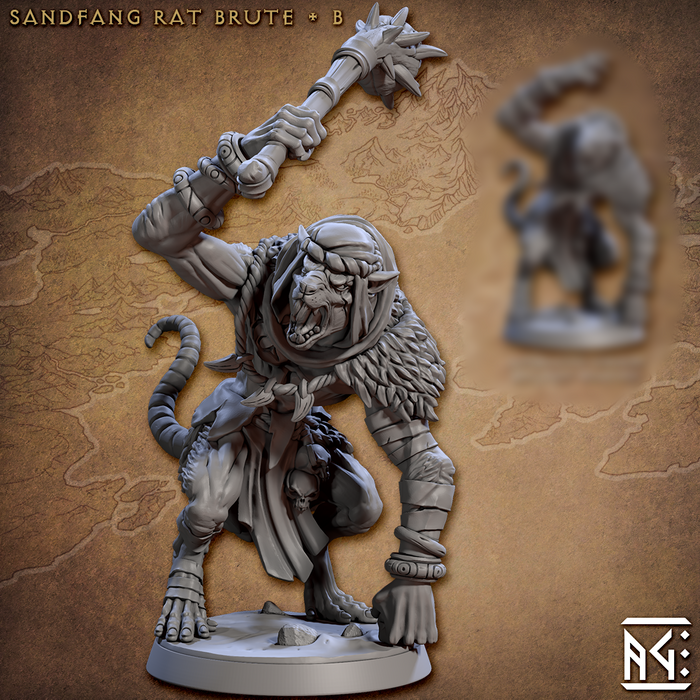 Brute B | Sandfang Ratkin | Fantasy D&D Miniature | Artisan Guild