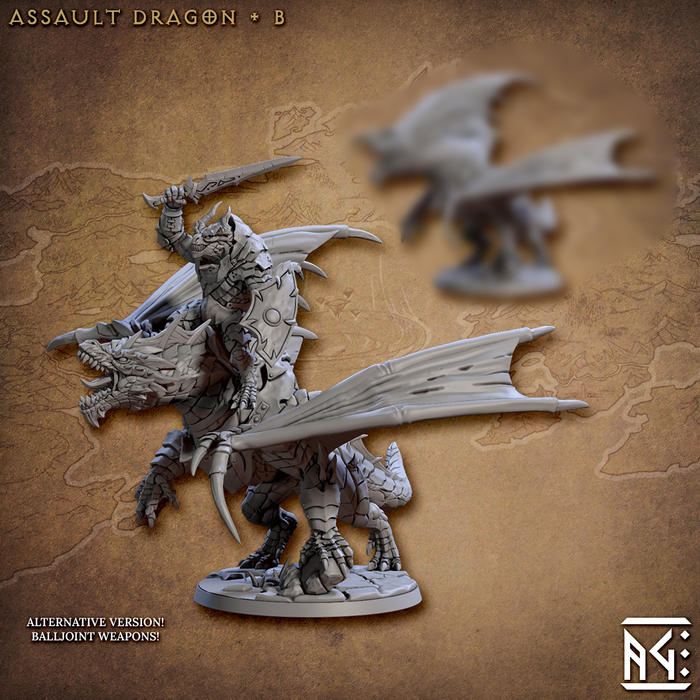 Assault Dragon Rider B | Draconian Scourge | Fantasy D&D Miniature | Artisan Guild