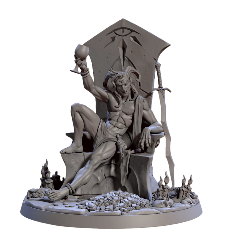 Baal on Throne Pin-Up | City of Intrigues | Fantasy D&D Miniature | Artisan Guild