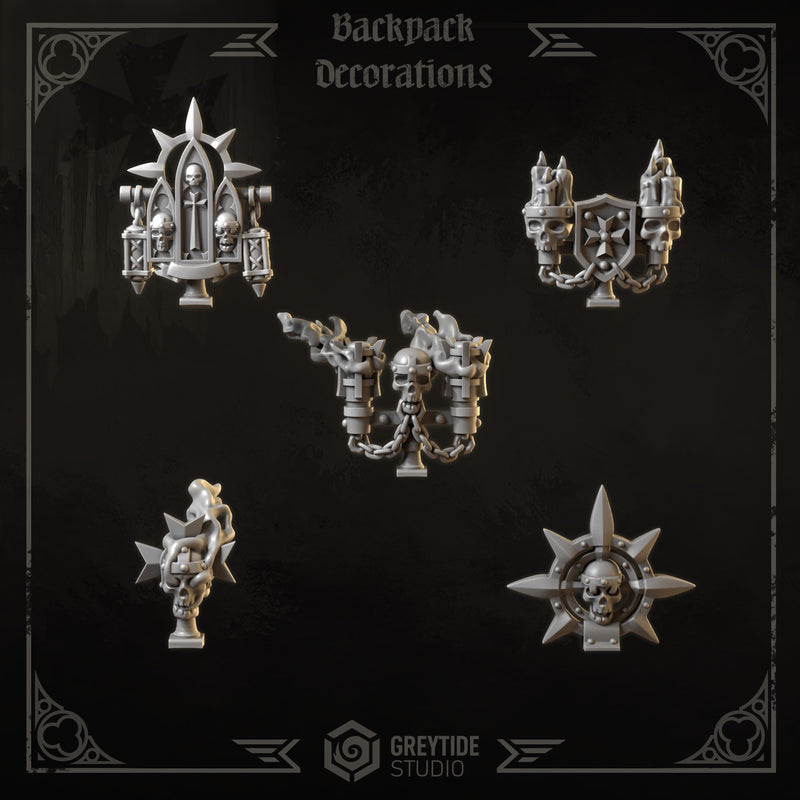5x Backpacks Decorations | Eternal Crusaders | Conversion Bits For 28mm 32mm Sci-fi Space Knights