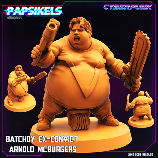 Batchoy Ex-Convict Arnold McBurgers | Cyberpunk | Sci-Fi Miniature | Papsikels TabletopXtra