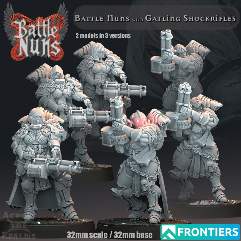Gatling Shockrifle Squad Miniatures | Battle Nuns | Across the Realms