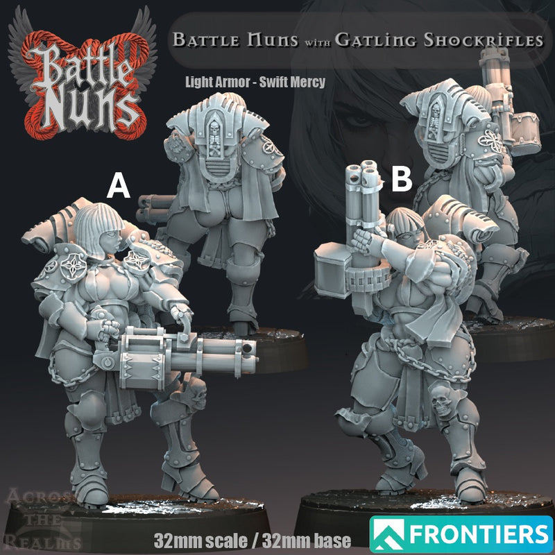 Gatling Shockrifle Squad Miniatures | Battle Nuns | Across the Realms