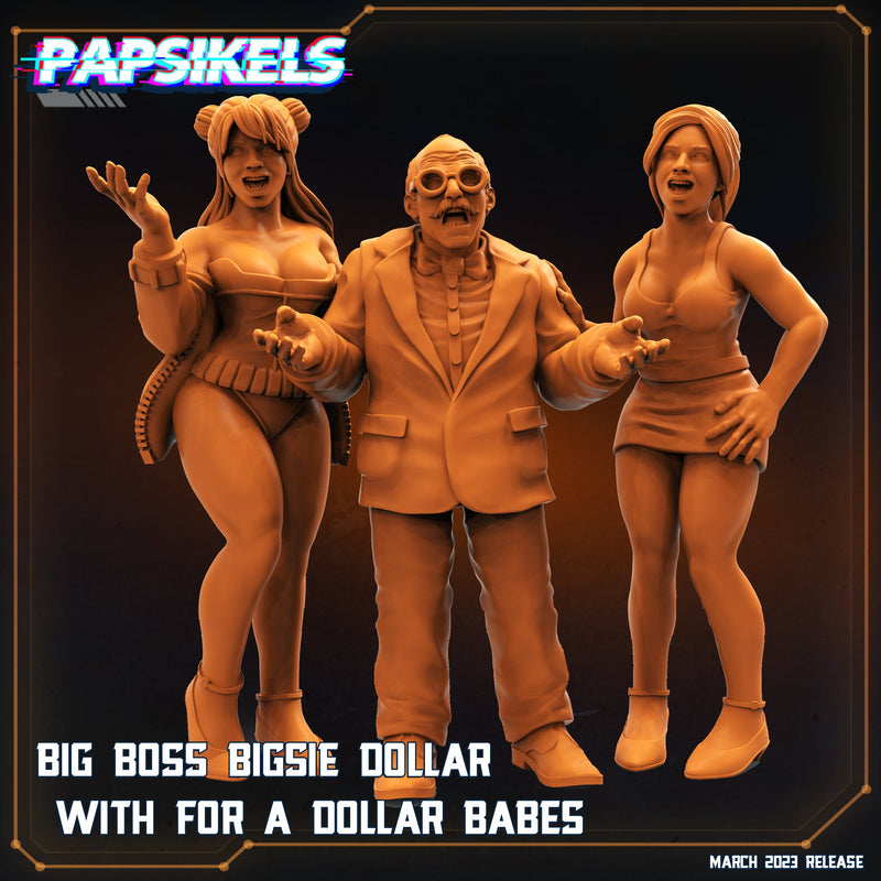 Bigsie Dollar w/ Dollar Babes | Corpo Cops | Sci-Fi Miniature | Papsikels TabletopXtra