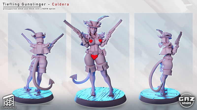 Tiefling Gunslinger Caldera Miniature | Fantasy Pin-Up | Gaz Minis