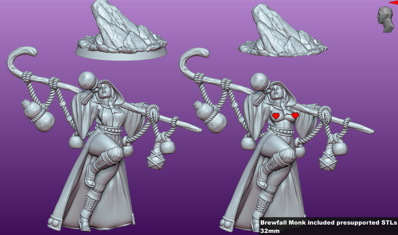 Drunken Warrior Monk Brewfall Miniature | Fantasy Pin-Up | Gaz Minis