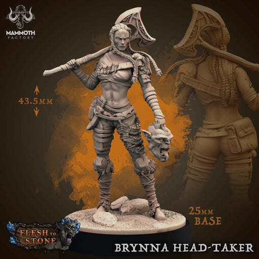 Brynna Head-Taker | Flesh to Stone | Fantasy Tabletop Miniature | Mammoth Factory TabletopXtra