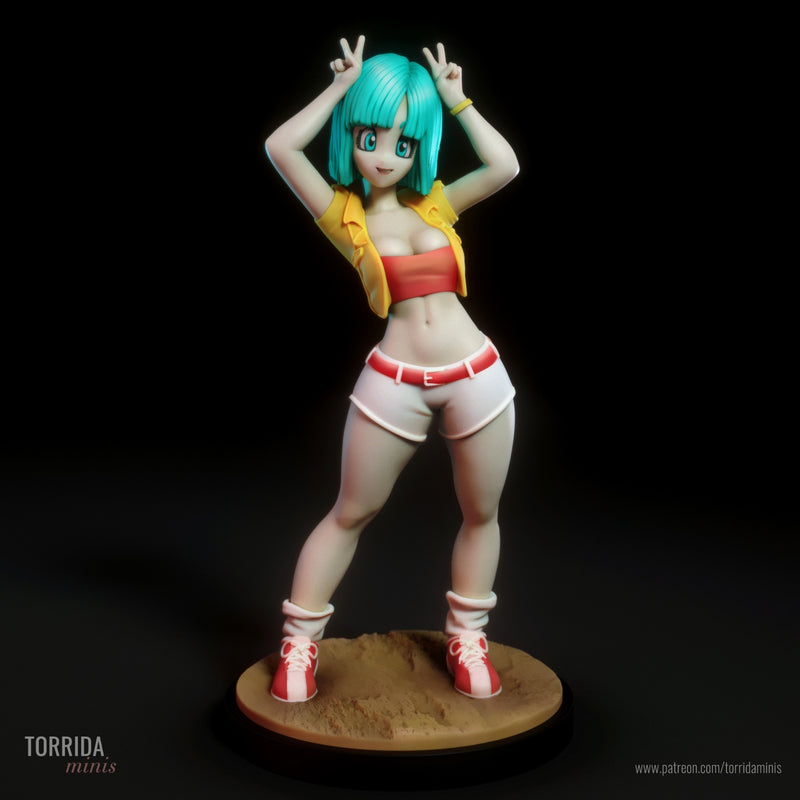 Bulma | Pin-Up Statue Fan Art Miniature Unpainted | Torrida Minis