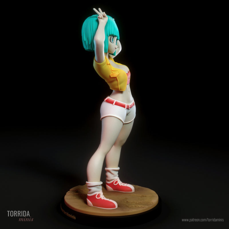 Bulma | Pin-Up Statue Fan Art Miniature Unpainted | Torrida Minis