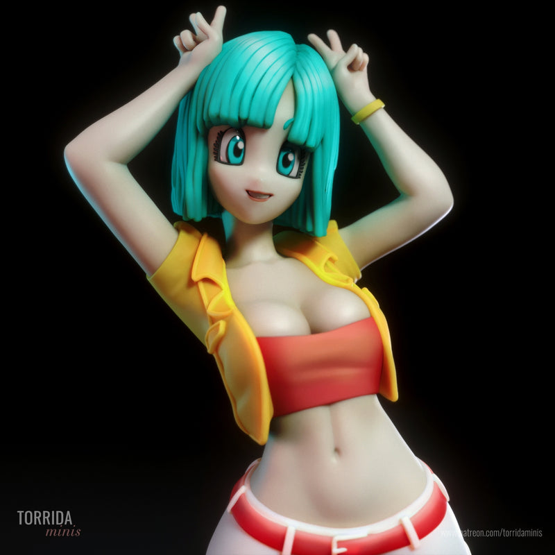 Bulma | Pin-Up Statue Fan Art Miniature Unpainted | Torrida Minis