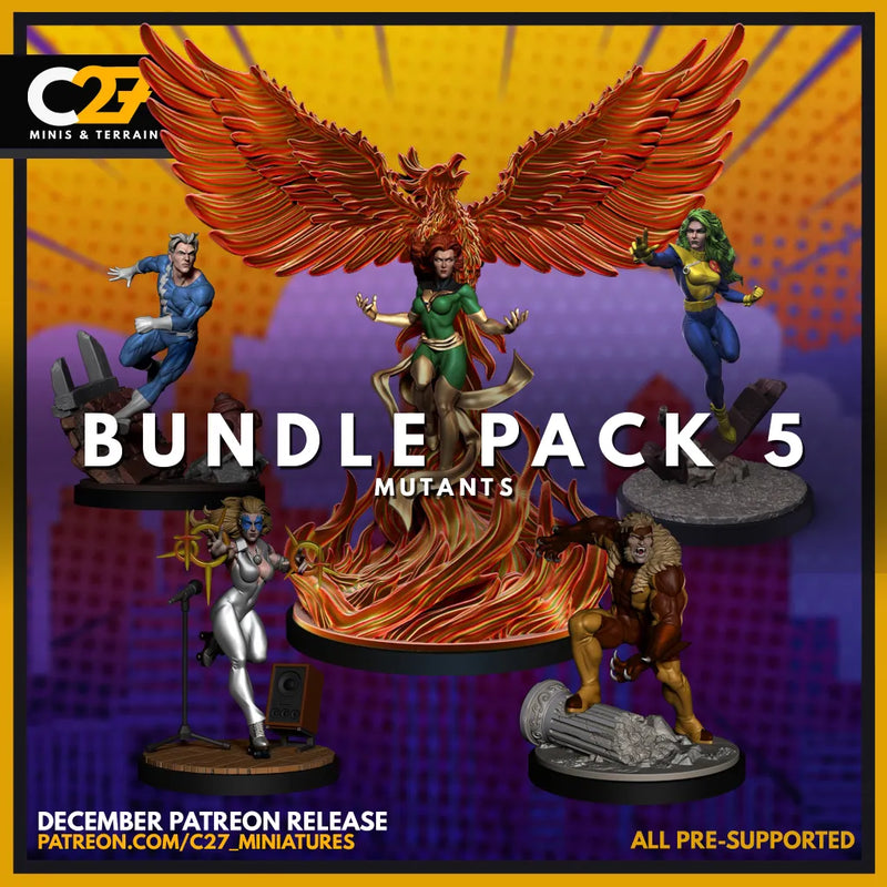 90s Mutant 5 Miniatures | Heroes | Sci-Fi Miniature | C27 Studio