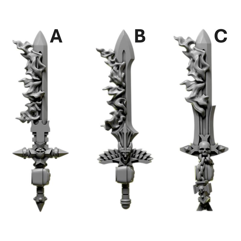 Flaming Swords | Eternal Pilgrims | Conversion Bits For 28mm 32mm Sci-fi Marines