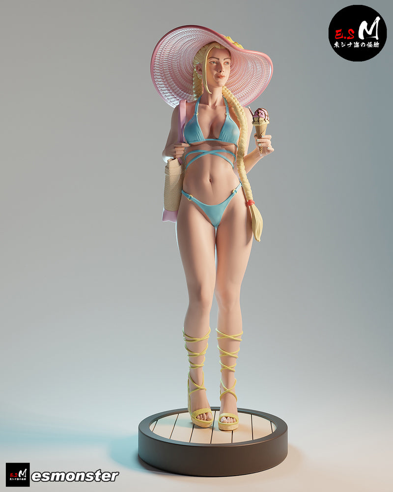 Cammy Summer Time | Pin-Up Statue Fan Art Miniature Unpainted | E.S Monster