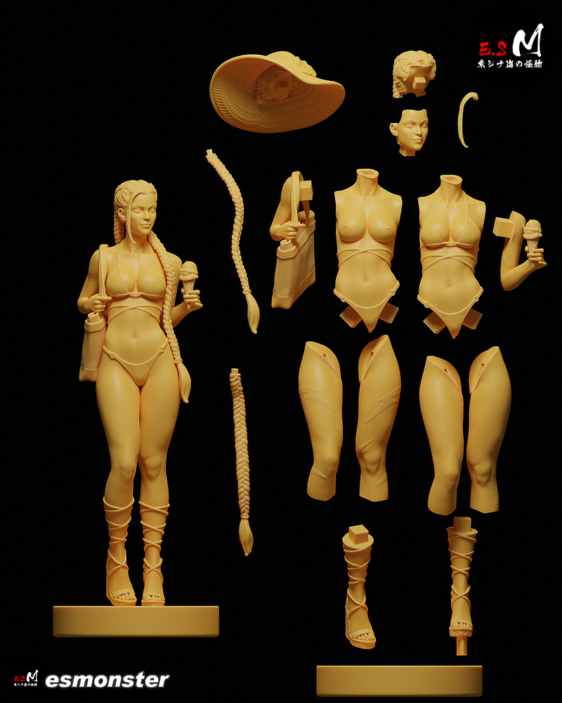 Cammy Summer Time | Pin-Up Statue Fan Art Miniature Unpainted | E.S Monster