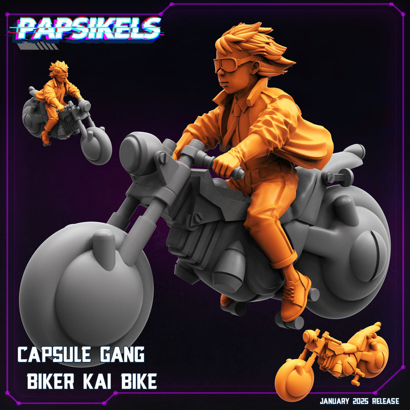 Capsule Gang Biker w/ Bike Miniatures | Cyberpunk | Papsikels