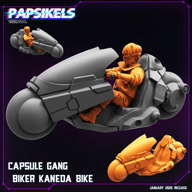 Capsule Gang Biker w/ Bike Miniatures | Cyberpunk | Papsikels
