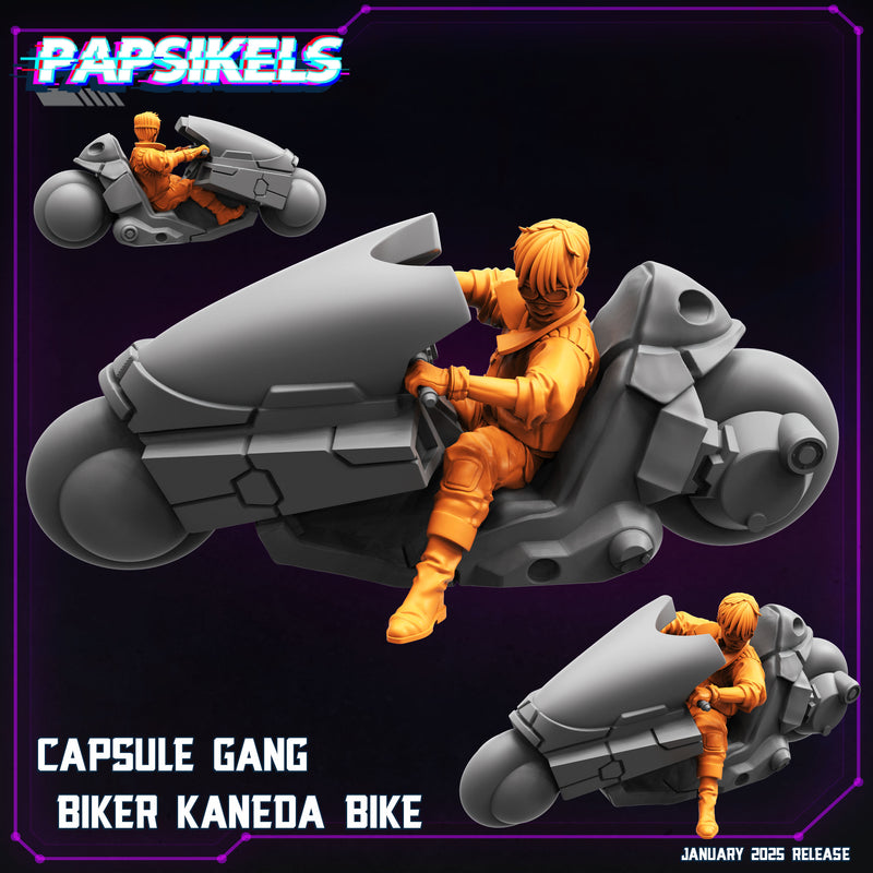 Capsule Gang Biker w/ Bike Miniatures | Cyberpunk | Papsikels