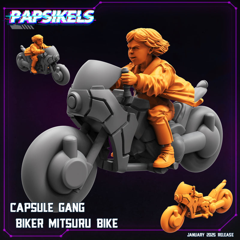 Capsule Gang Biker w/ Bike Miniatures | Cyberpunk | Papsikels