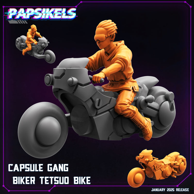 Capsule Gang Biker w/ Bike Miniatures | Cyberpunk | Papsikels